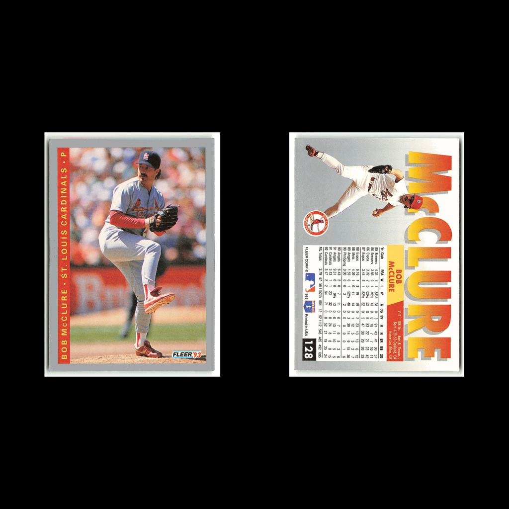 Bob McClure #128 1993 Fleer St. Louis Cardinals Baseball Card MLB NM