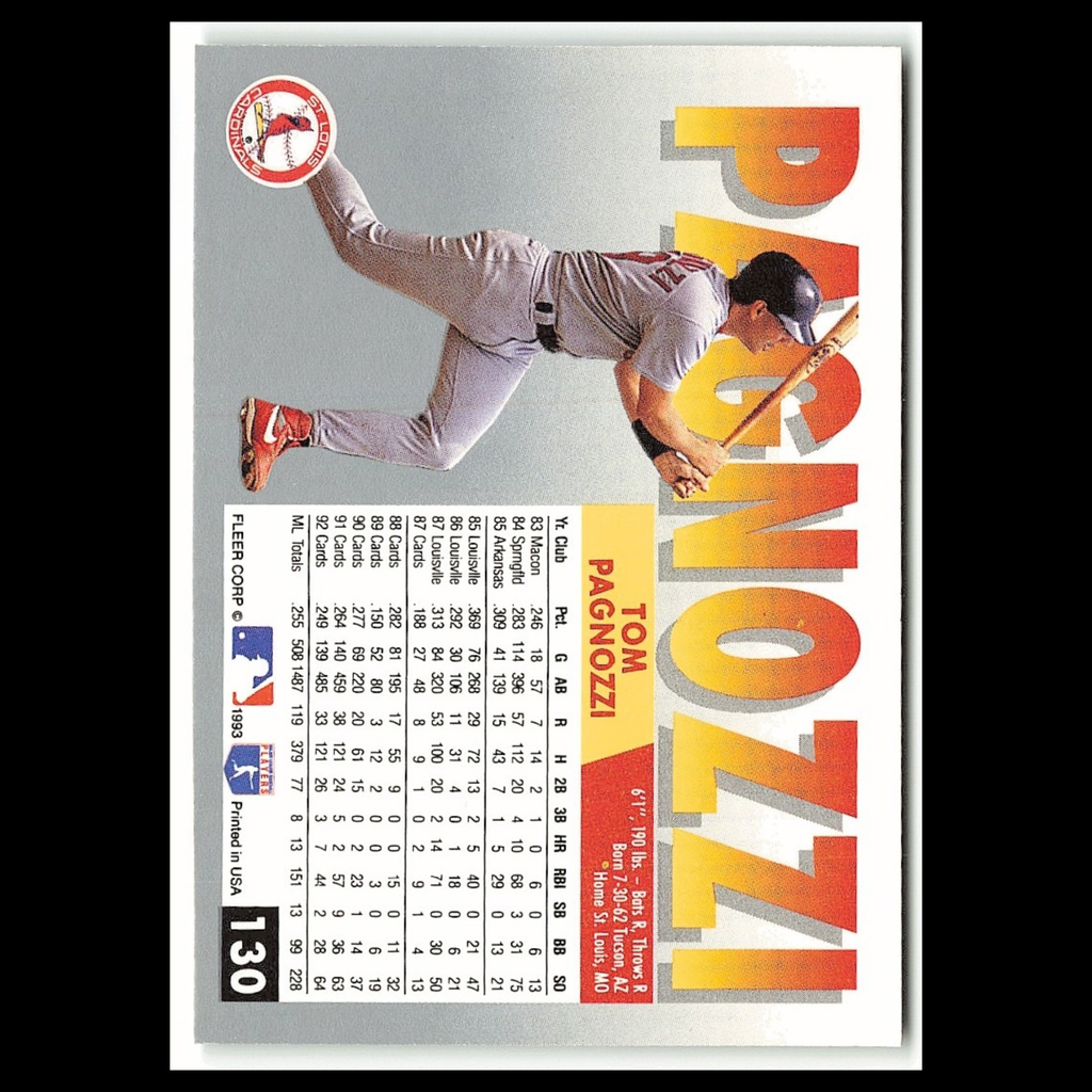 Tom Pagnozzi #130 1993 Fleer St. Louis Cardinals Baseball Card MLB NM