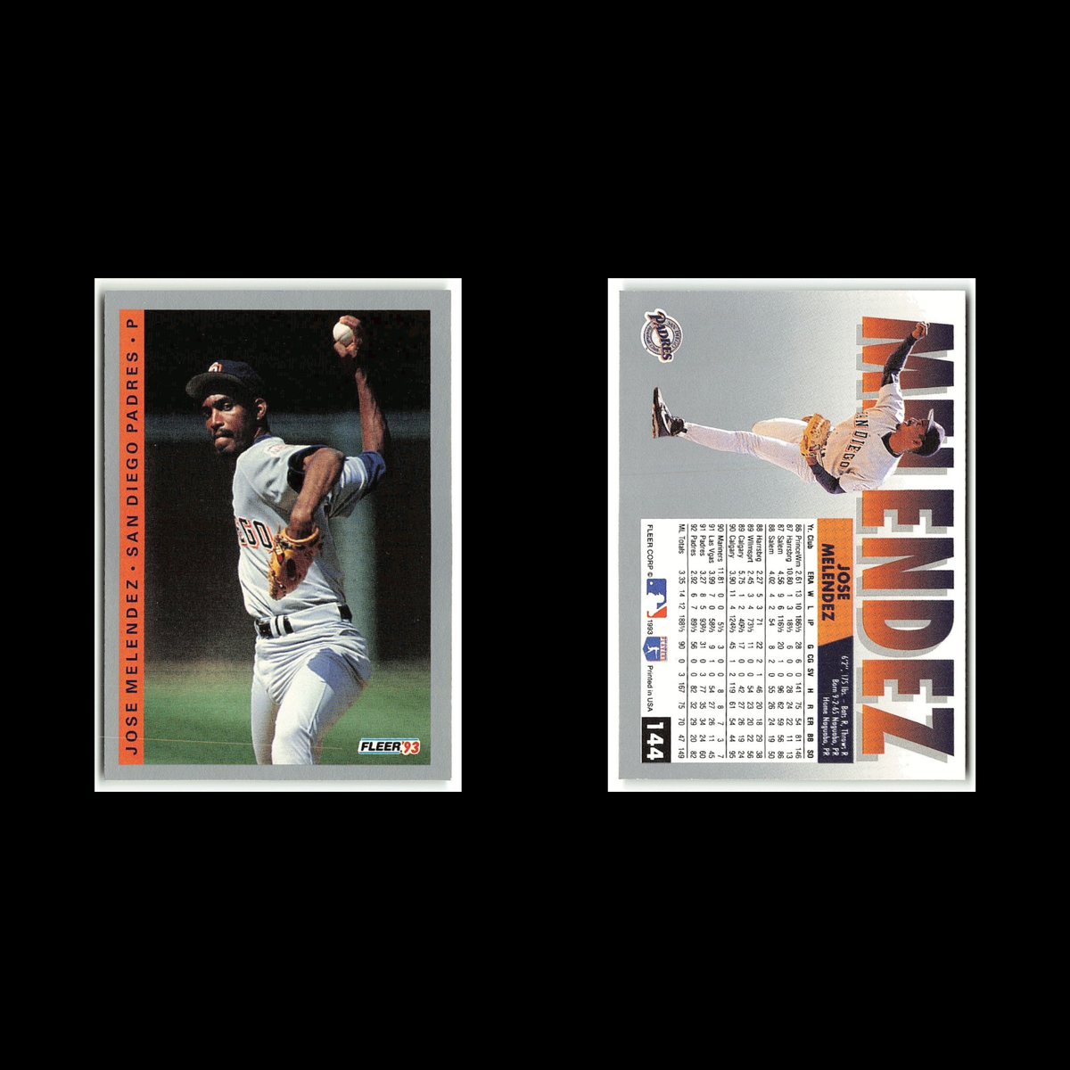 Jose Melendez #144 1993 Fleer San Diego Padres Baseball Card MLB NM