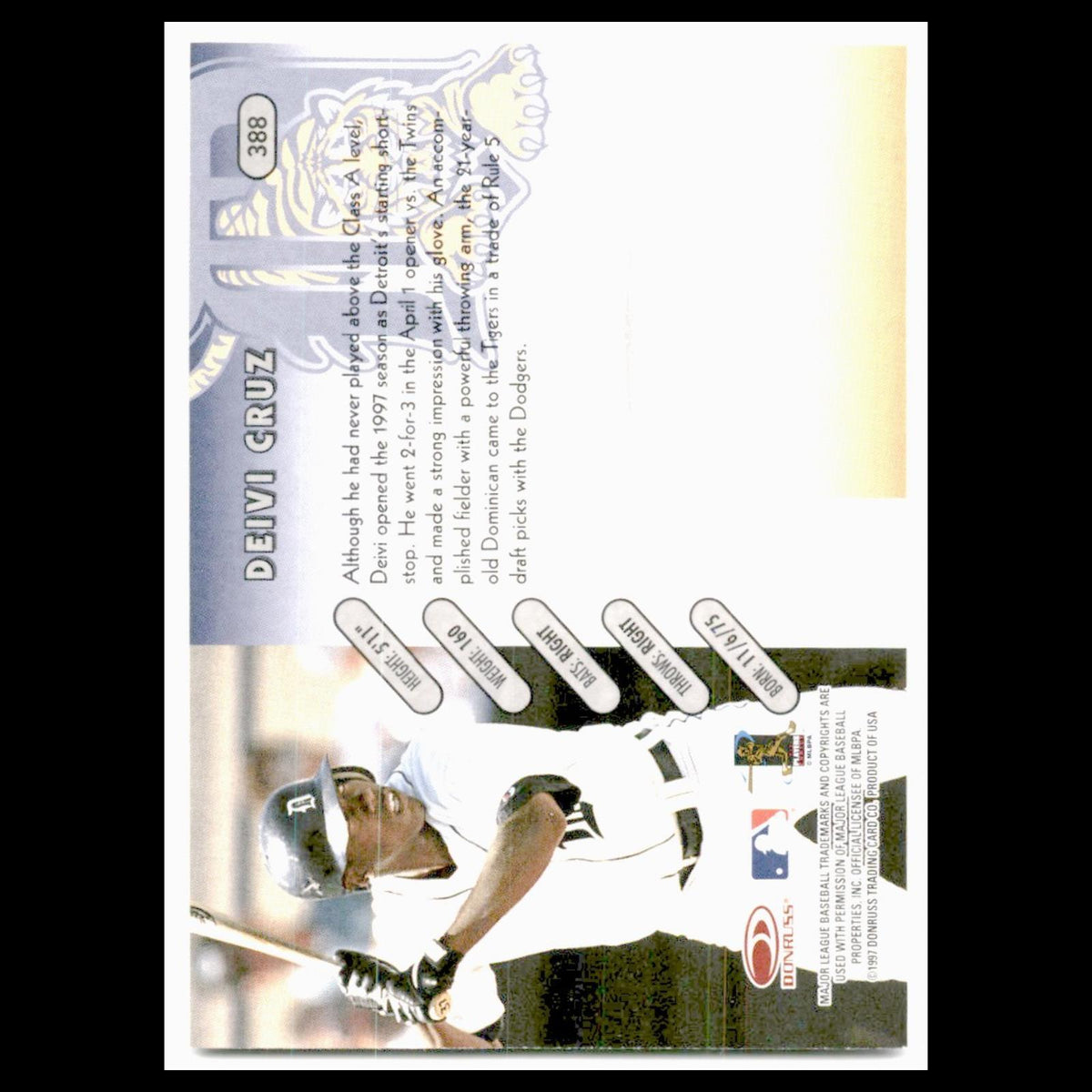 Deivi Cruz Rookie #388 1997 Donruss Detroit Tigers Baseball Card MLB NM