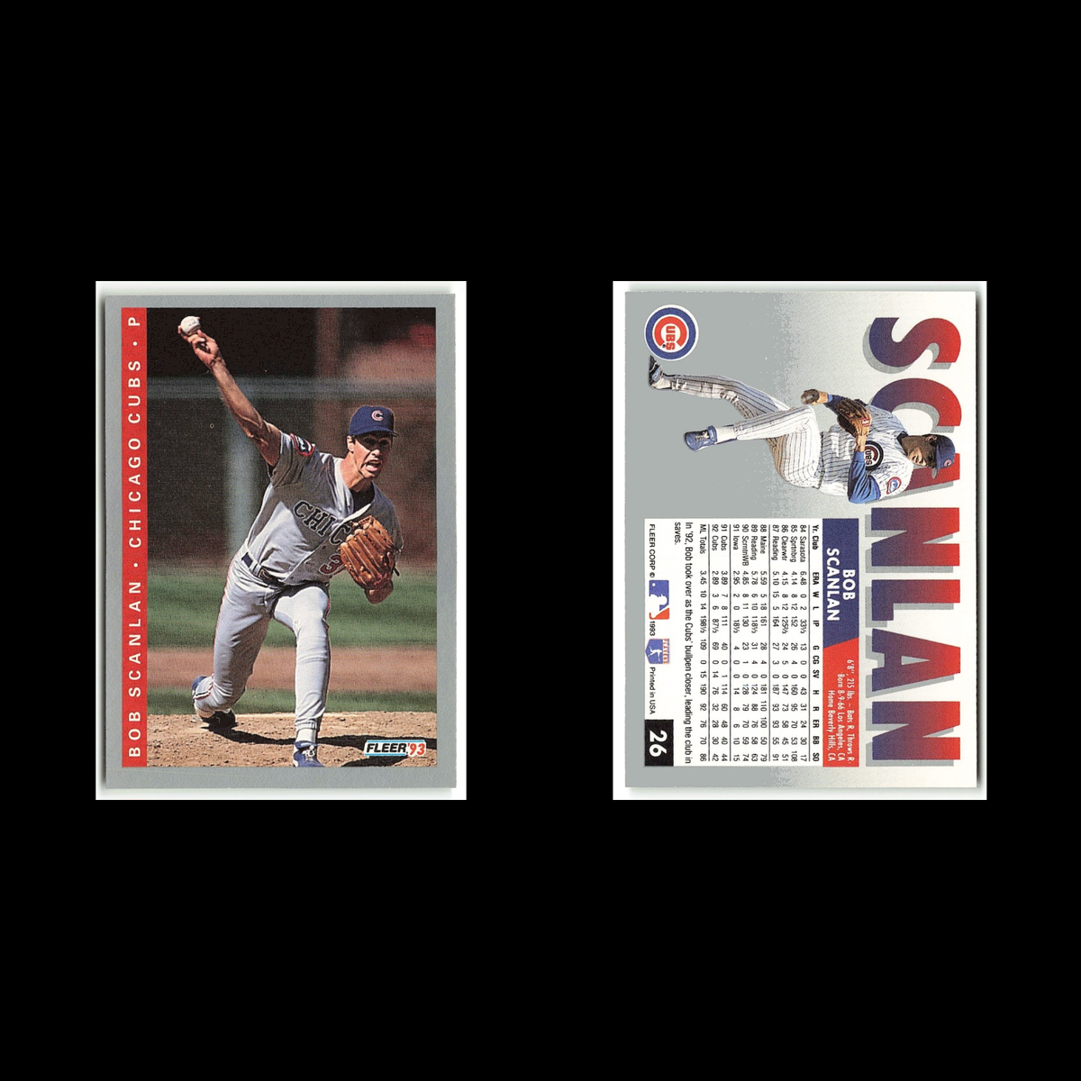 Bob Scanlan #26 1993 Fleer Chicago Cubs Baseball Card MLB NM