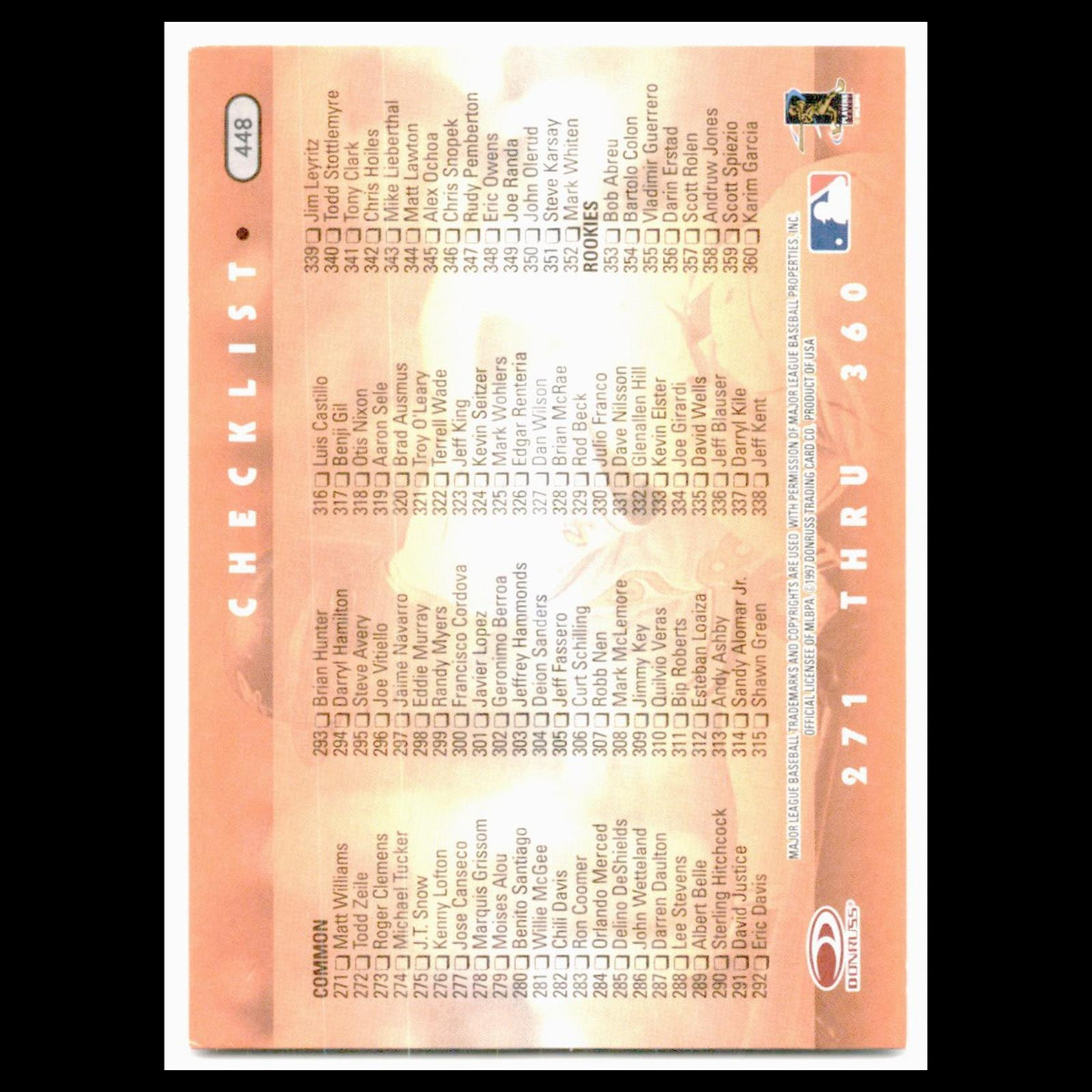 Cal Ripken Jr #448 1997 Donruss Checklist Baseball Card MLB NM