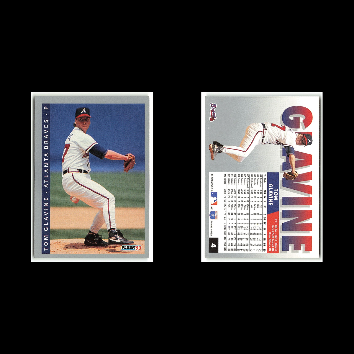 Tom Glavine #4 1993 Fleer Atlanta Braves Baseball Card MLB NM