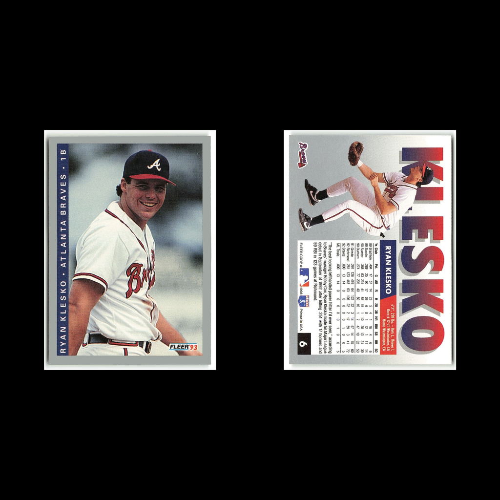 Ryan Klesko #6 1993 Fleer Atlanta Braves Baseball Card MLB NM