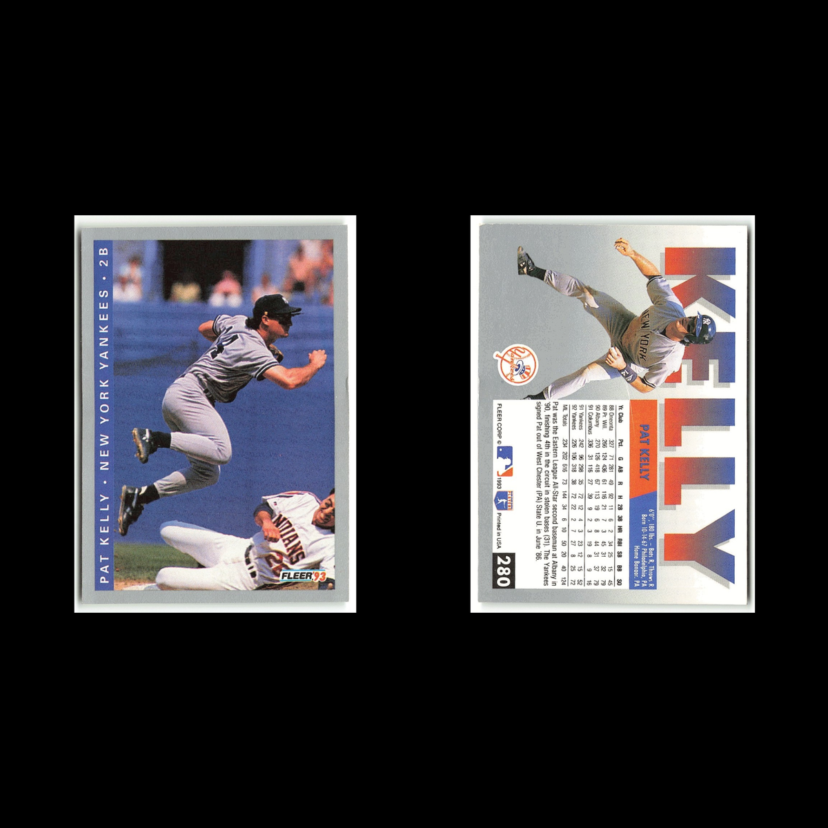 Pat Kelly #280 1993 Fleer New York Yankees Baseball Card MLB NM
