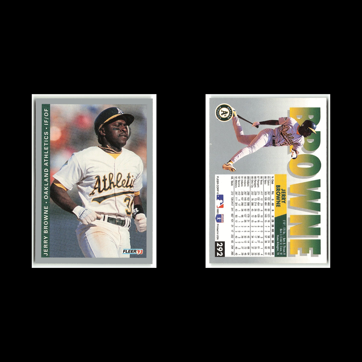 Jerry Browne #292 1993 Fleer Oakland Athletics Baseball Card MLB NM