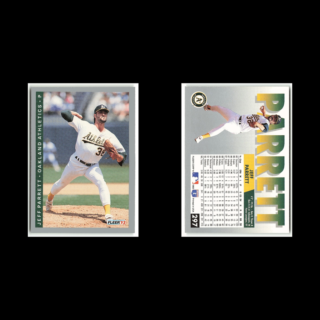 Jeff Parrett #297 1993 Fleer Oakland Athletics Baseball Card MLB NM