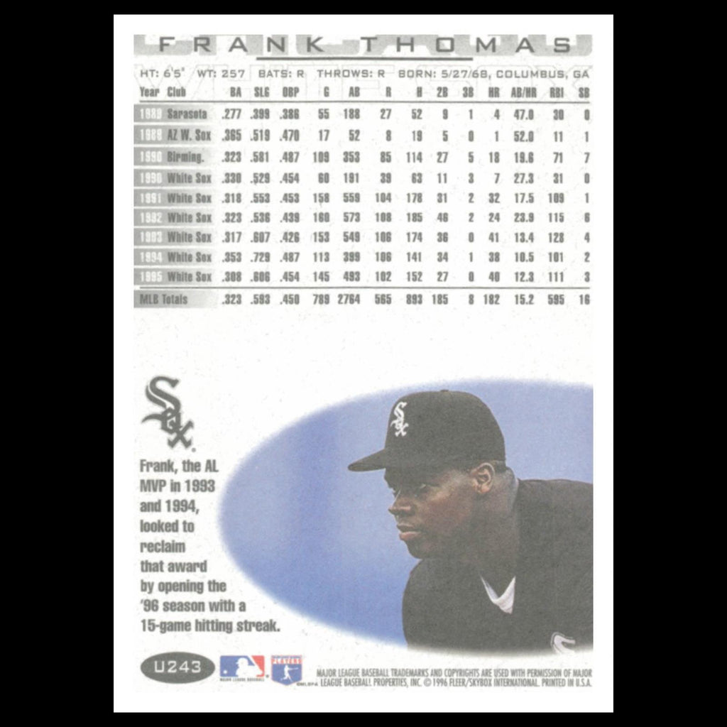 Frank Thomas #U243 1996 Fleer Update Chicago White Sox Baseball Card MLB NM