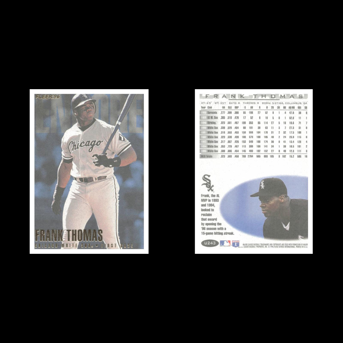 Frank Thomas #U243 1996 Fleer Update Chicago White Sox Baseball Card MLB NM