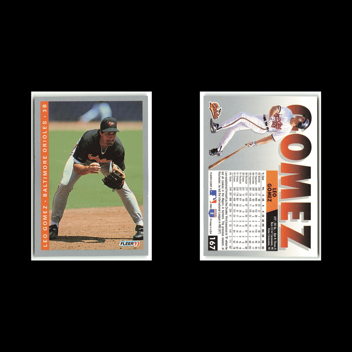 Leo Gomez #167 1993 Fleer Baltimore Orioles Baseball Card MLB NM