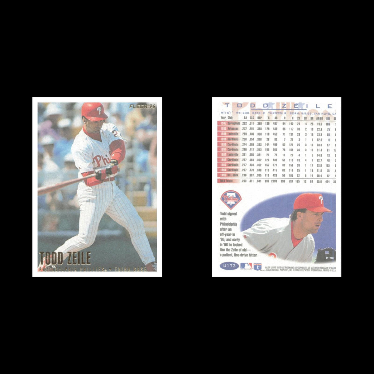 Todd Zeile #U173 1996 Fleer Update Philadelphia Phillies Baseball Card MLB NM
