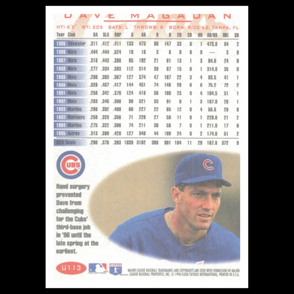 Dave Magadan #U113 1996 Fleer Update Chicago Cubs Baseball Card MLB NM