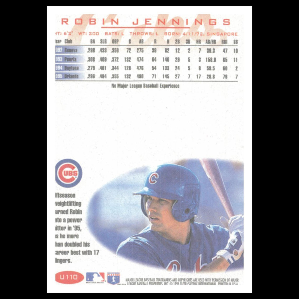 Robin Jennings Rookie #U110 1996 Fleer Update Chicago Cubs Baseball Card MLB NM
