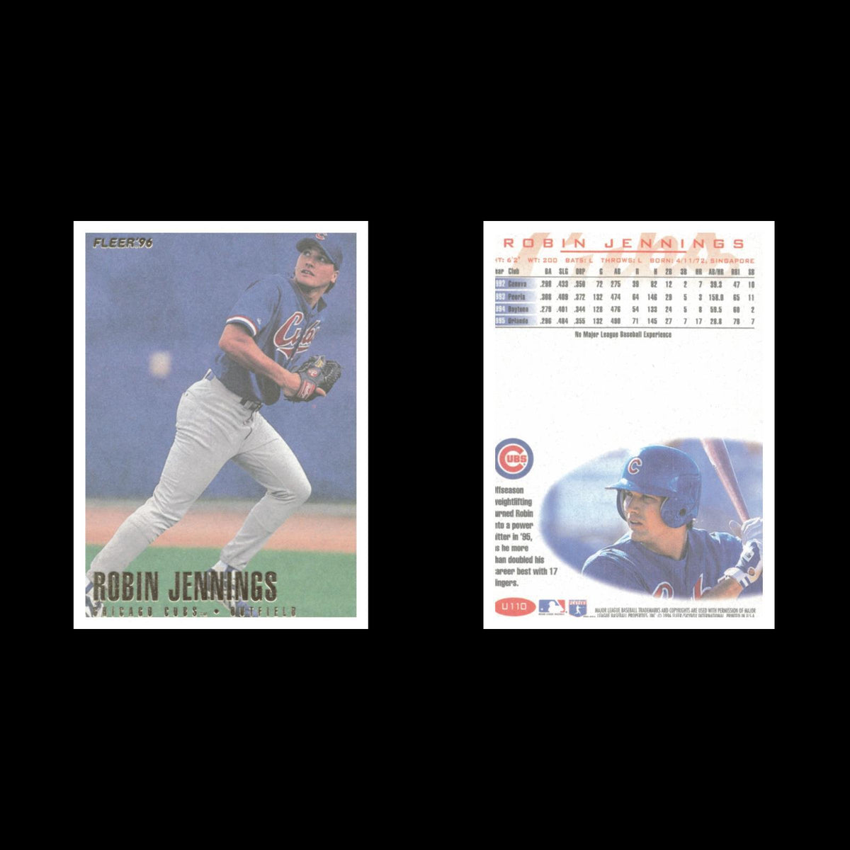Robin Jennings Rookie #U110 1996 Fleer Update Chicago Cubs Baseball Card MLB NM