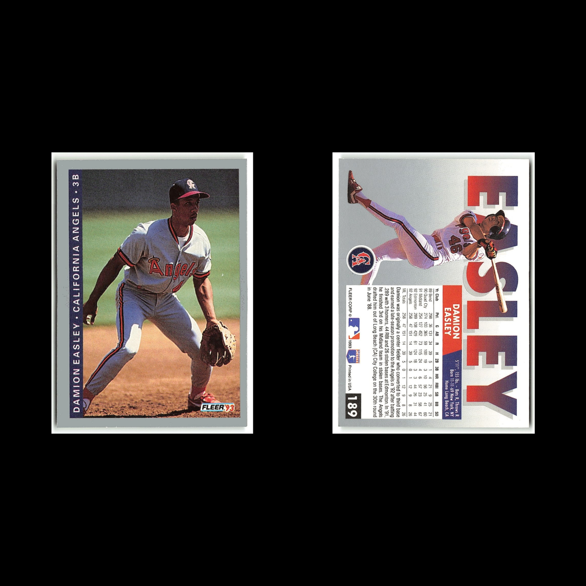 Damion Easley #189 1993 Fleer California Angels Baseball Card MLB NM