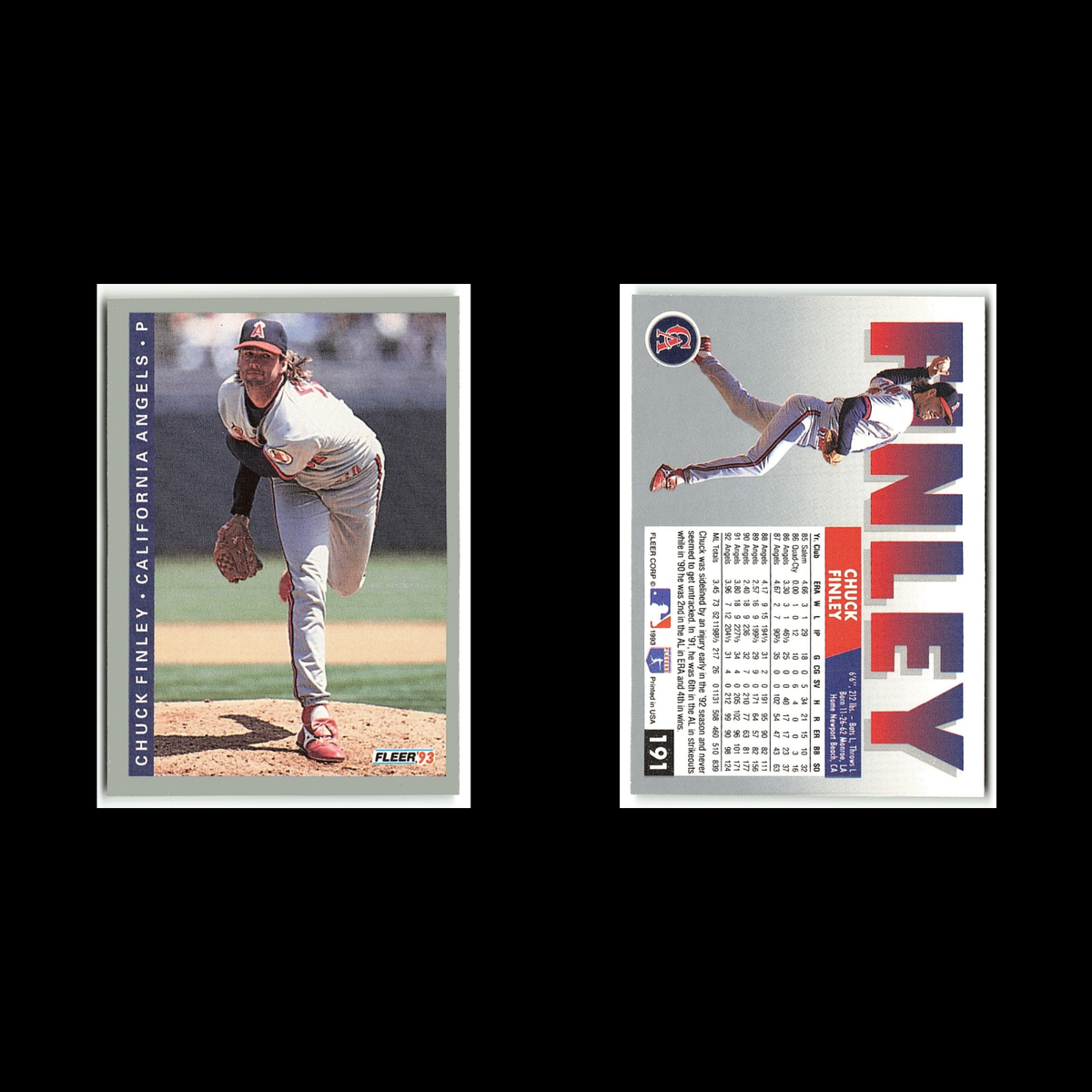 Chuck Finley #191 1993 Fleer California Angels Baseball Card MLB NM