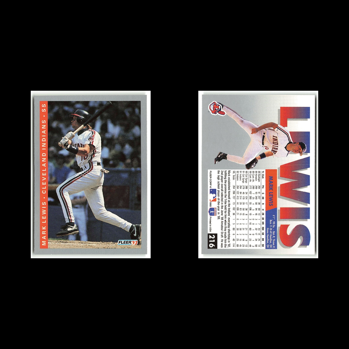Mark Lewis #216 1993 Fleer Cleveland Indians Baseball Card MLB NM