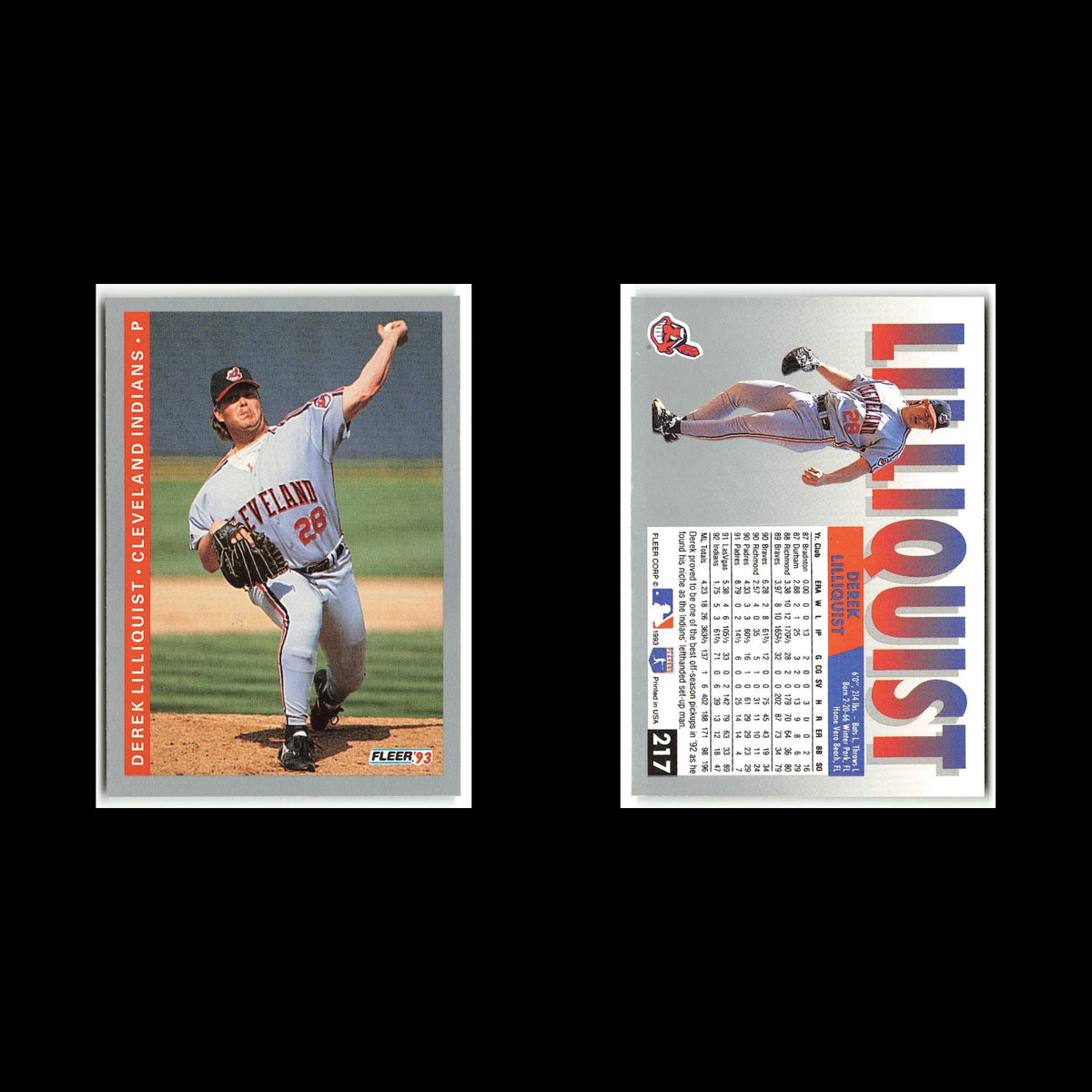 Derek Lilliquist #217 1993 Fleer Cleveland Indians Baseball Card MLB NM