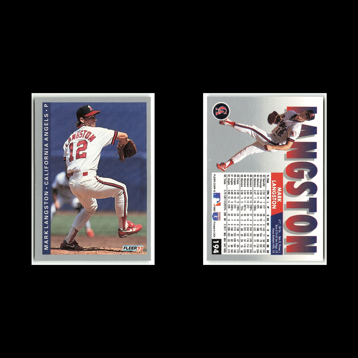 Mark Langston #194 1993 Fleer California Angels Baseball Card MLB NM