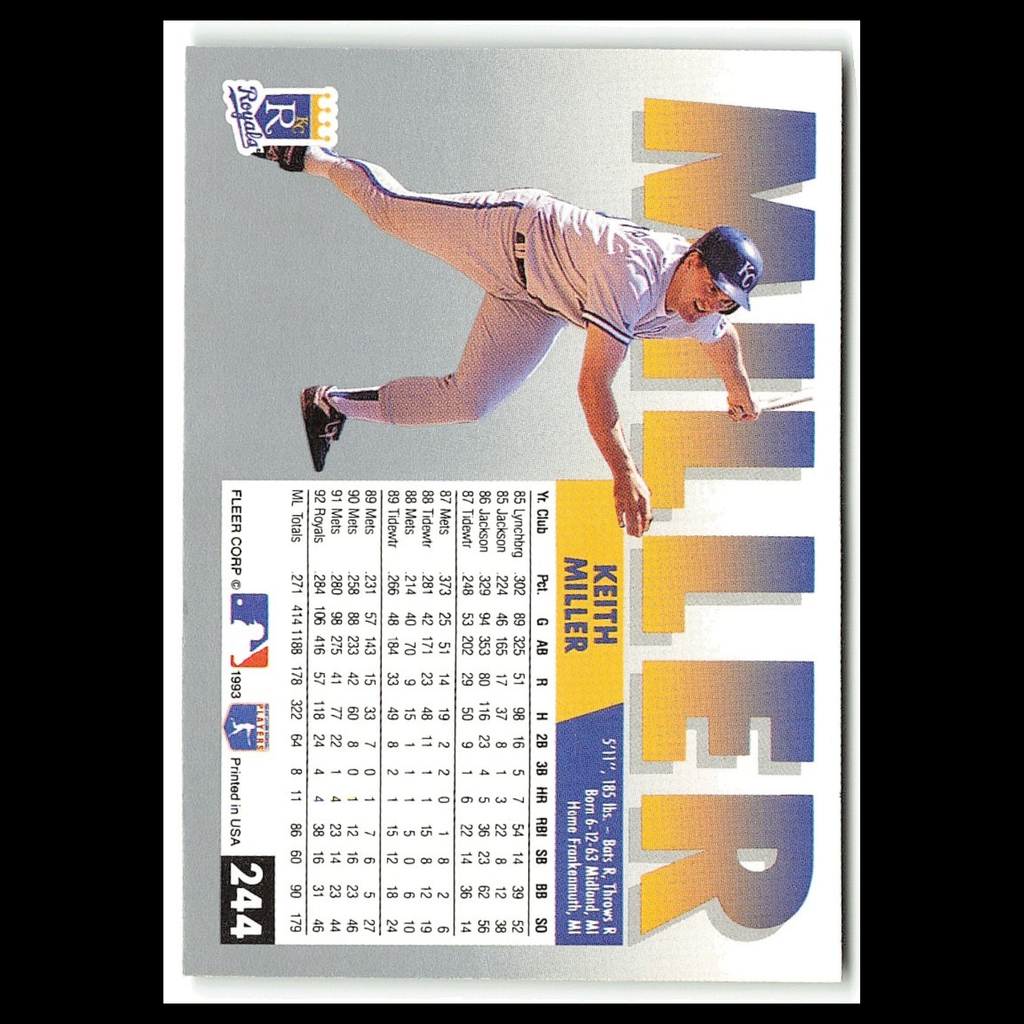 Keith Miller #244 1993 Fleer Kansas City Royals Baseball Card MLB NM