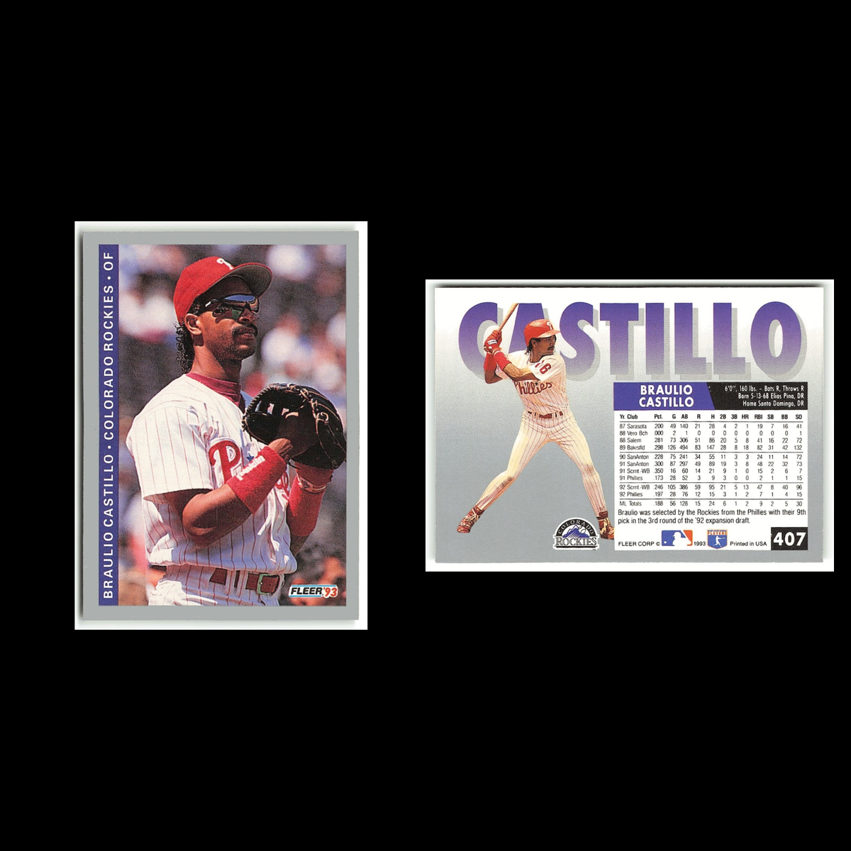 Braulio Castillo #407 1993 Fleer Colorado Rockies Baseball Card MLB NM