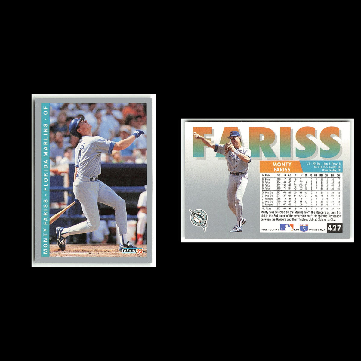 Monty Fariss #427 1993 Fleer Florida Marlins Baseball Card MLB NM