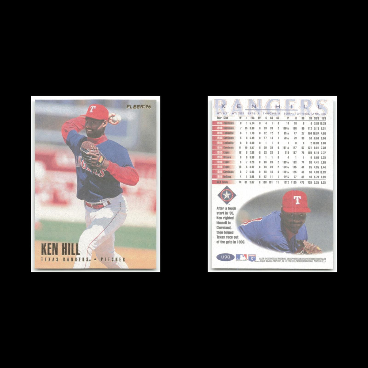 Ken Hill #U90 1996 Fleer Update Texas Rangers Baseball Card MLB NM