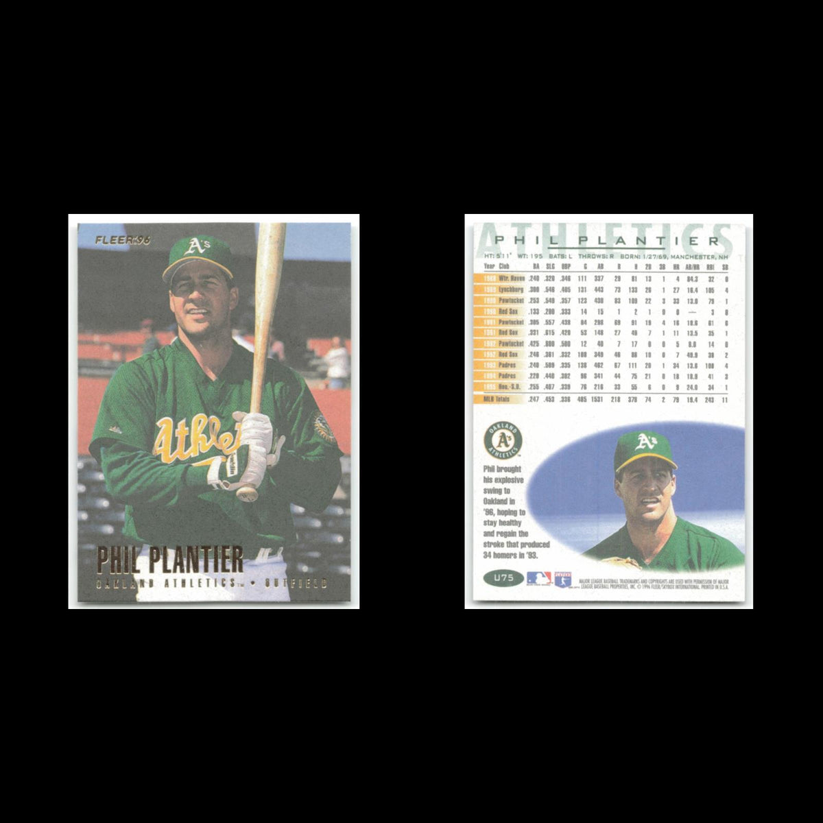 Phil Plantier #U75 1996 Fleer Update Oakland Athletics Baseball Card MLB NM