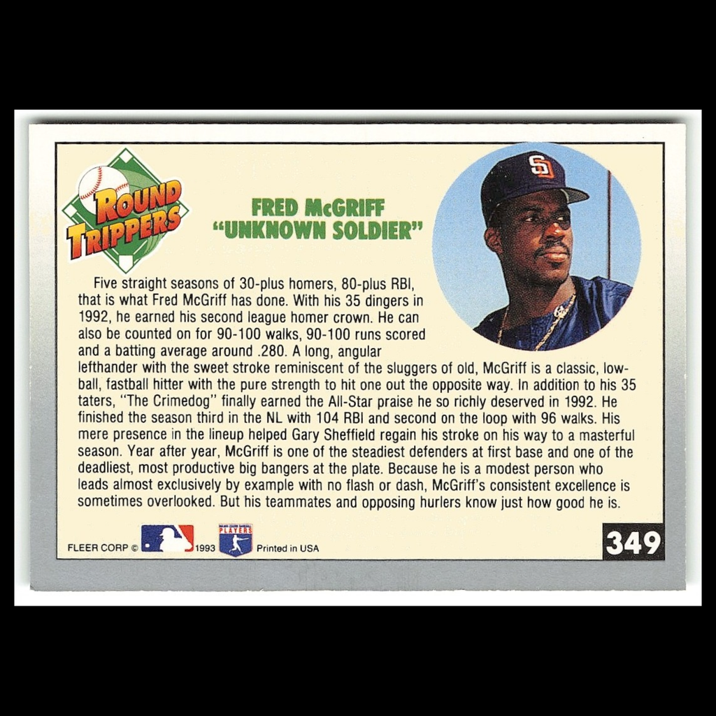 Fred McGriff #349 1993 Fleer San Diego Padres Baseball Card MLB NM