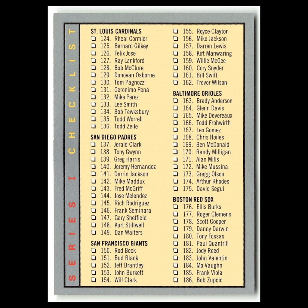 Checklist #359 1993 Fleer Baseball Card MLB NM