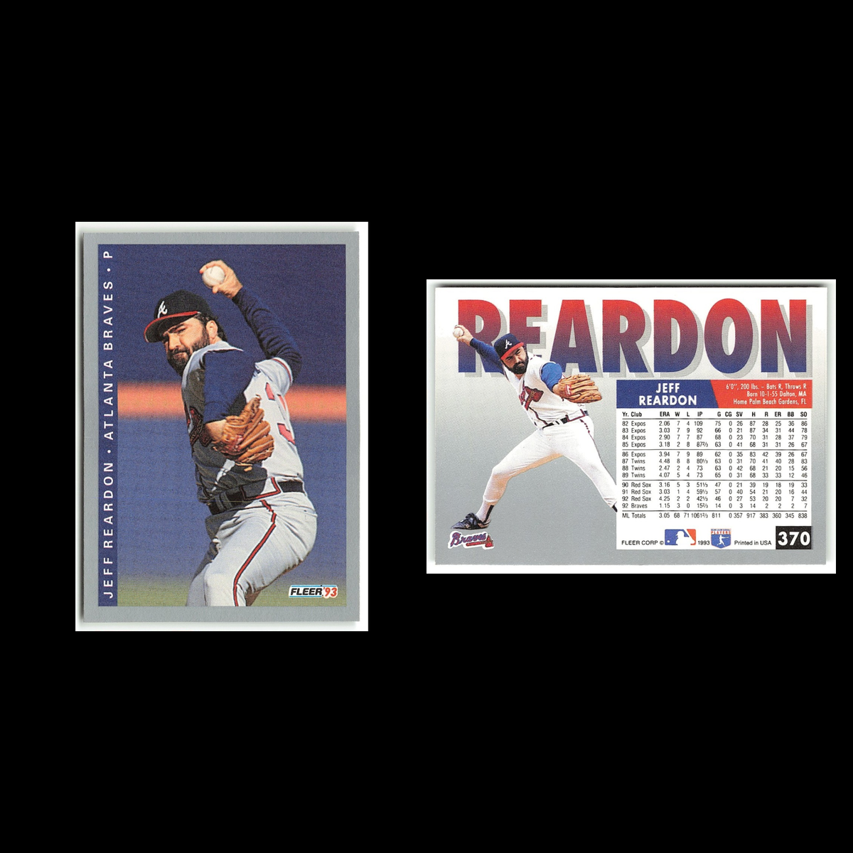 Jeff Reardon #370 1993 Fleer Atlanta Braves Baseball Card MLB NM