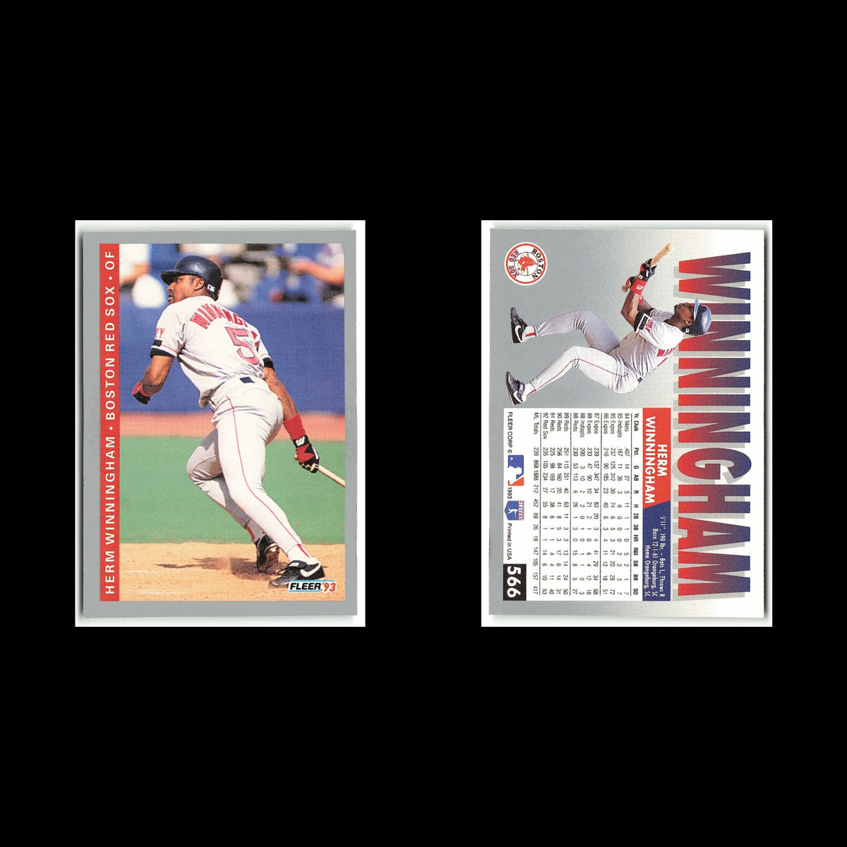 Herm Winningham #566 1993 Fleer Boston Red Sox Baseball Card MLB NM