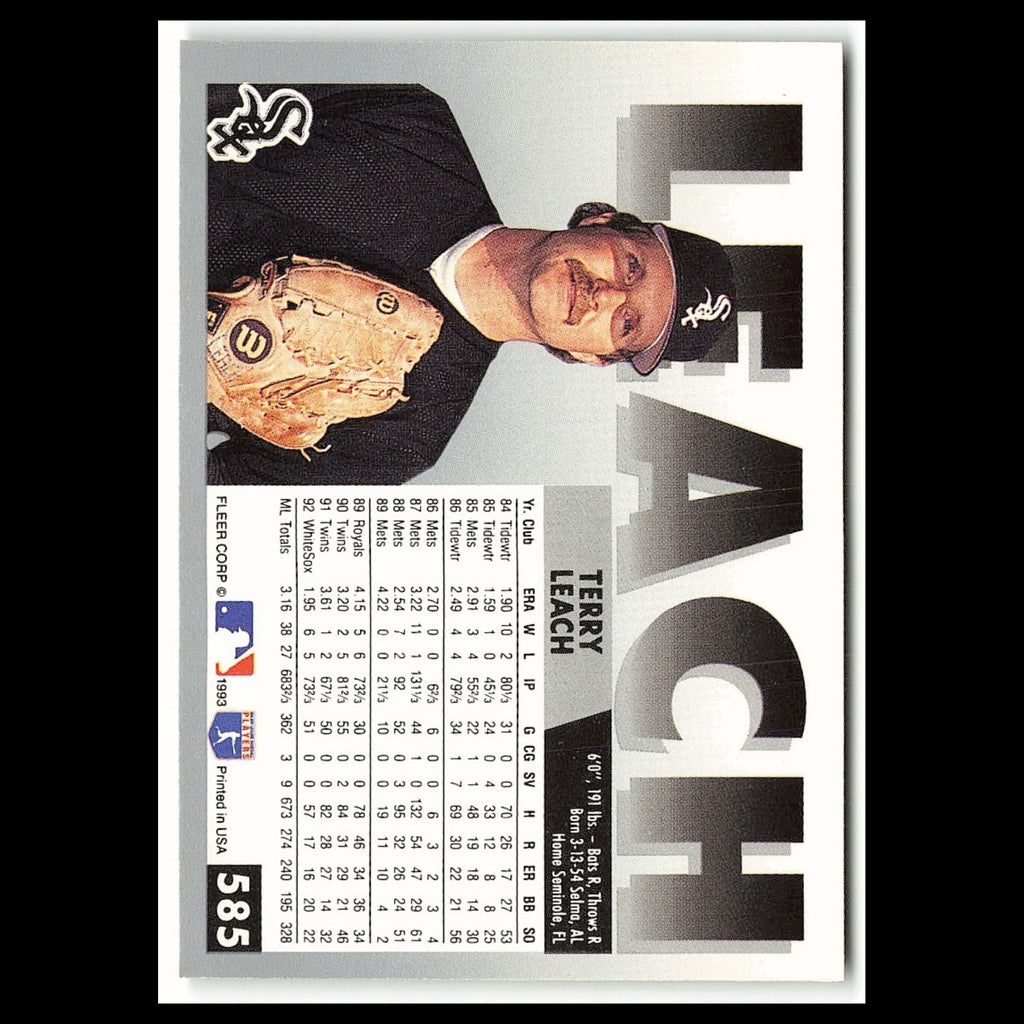 Terry Leach #585 1993 Fleer Chicago White Sox Baseball Card MLB NM