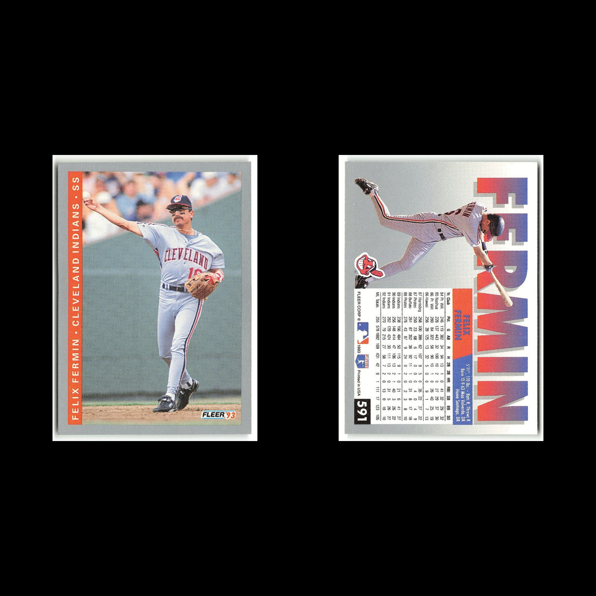 Felix Fermin #591 1993 Fleer Cleveland Indians Baseball Card MLB NM