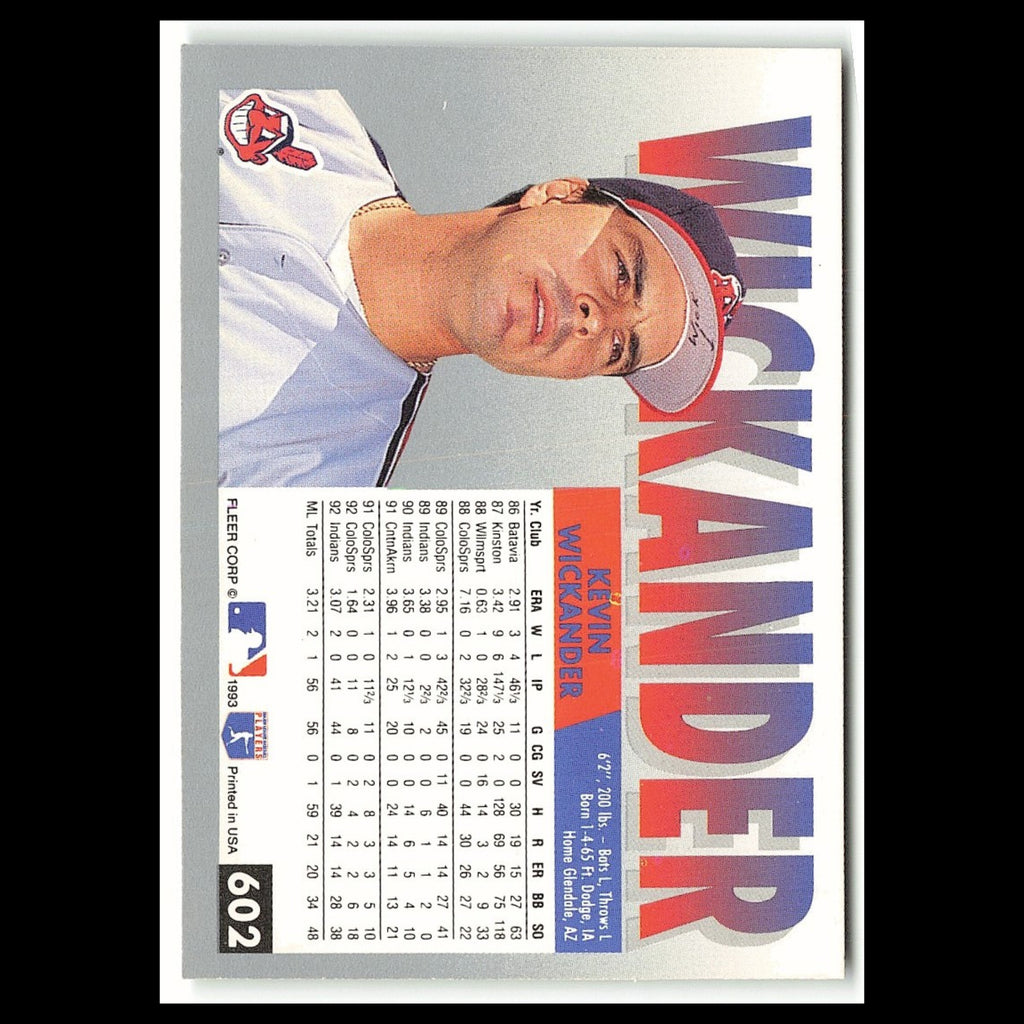Kevin Wickander #602 1993 Fleer Cleveland Indians Baseball Card MLB NM