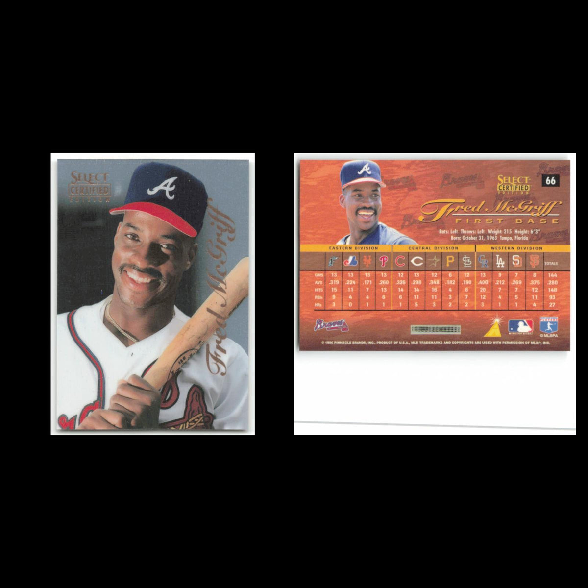 Fred McGriff #66 1996 Select Certified Atlanta Braves Baseball Card MLB NM