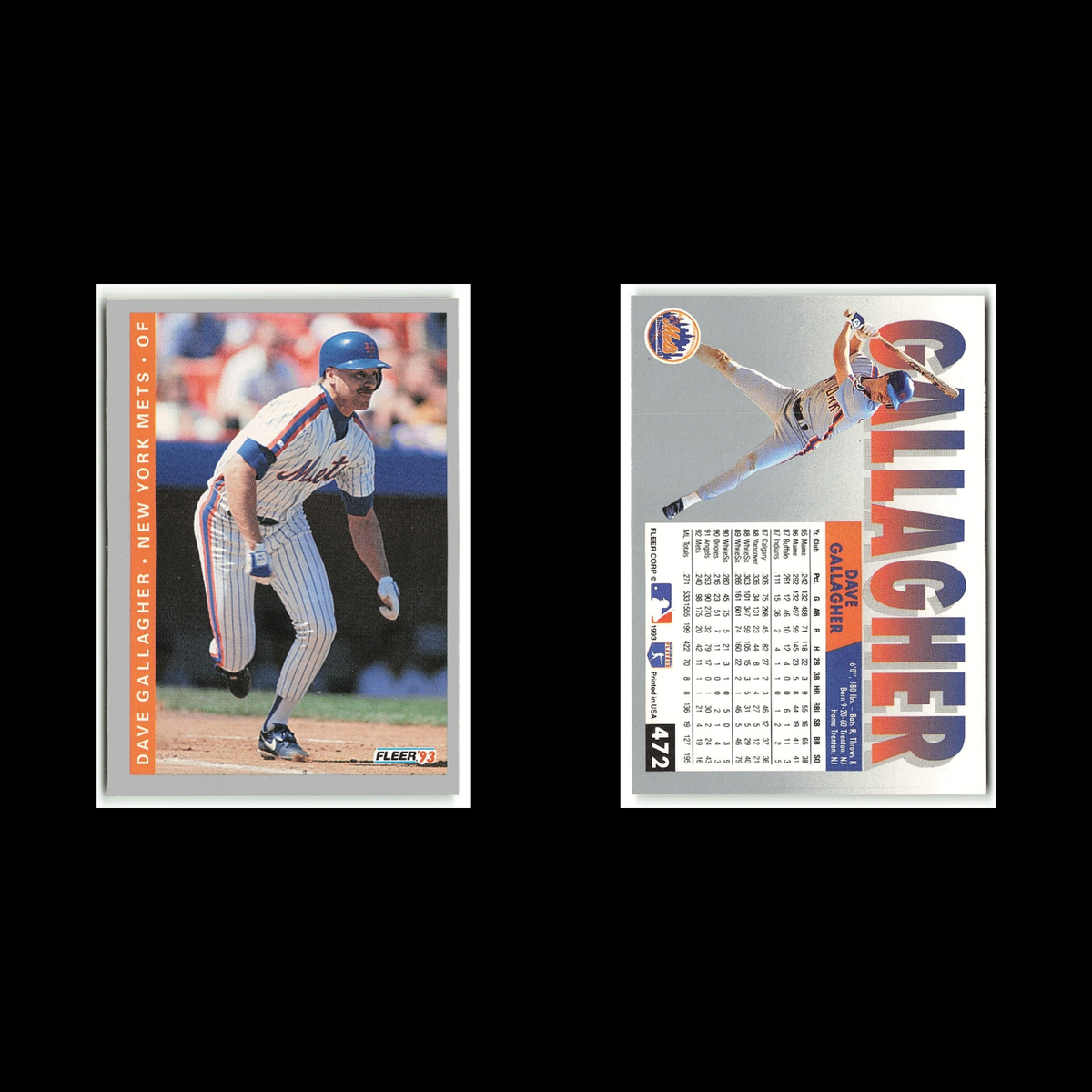 Dave Gallagher #472 1993 Fleer New York Mets Baseball Card MLB NM