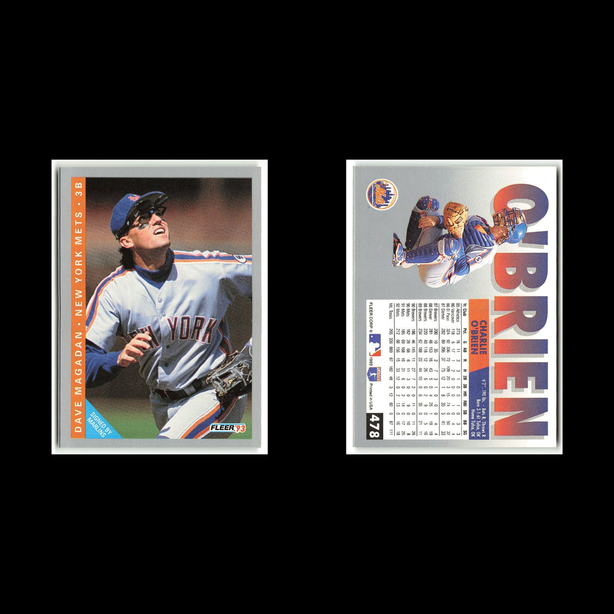 Charlie OBrien #478 1993 Fleer New York Mets Baseball Card MLB NM