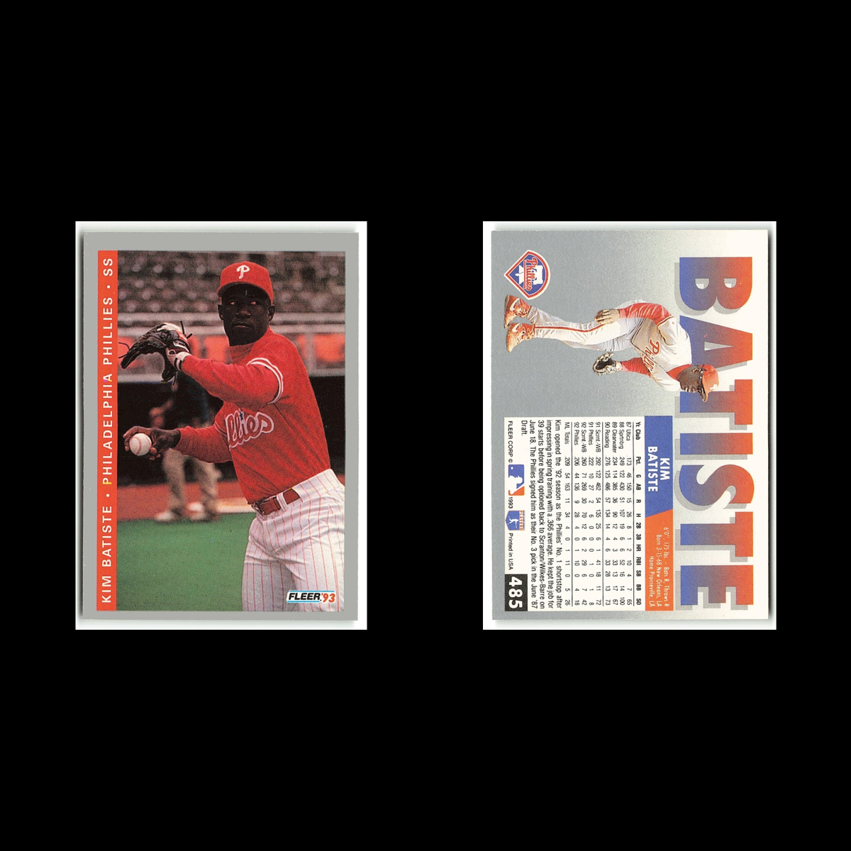 Kim Batiste #485 1993 Fleer Philadelphia Phillies Baseball Card MLB NM