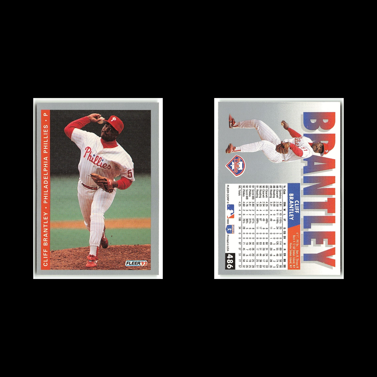 Cliff Brantley #486 1993 Fleer Philadelphia Phillies Baseball Card MLB NM