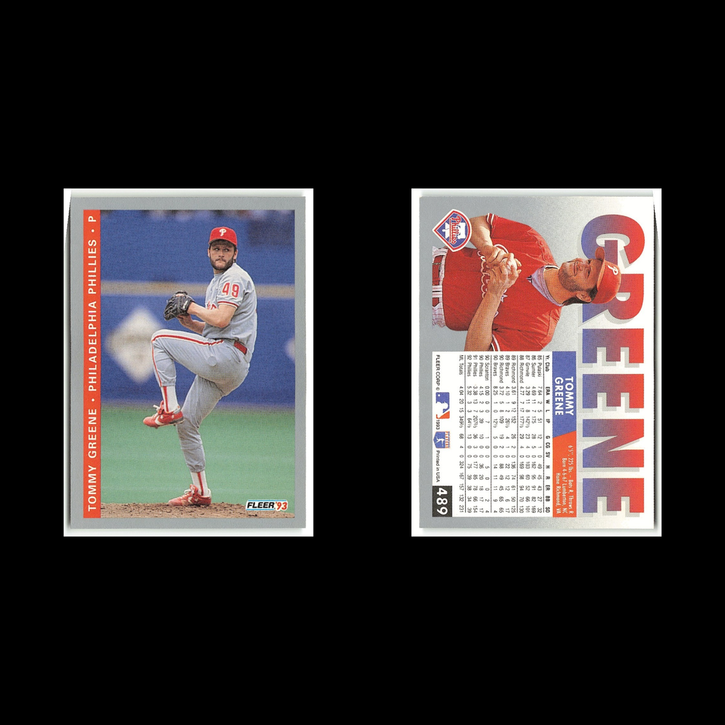 Tommy Greene #489 1993 Fleer Philadelphia Phillies Baseball Card MLB NM