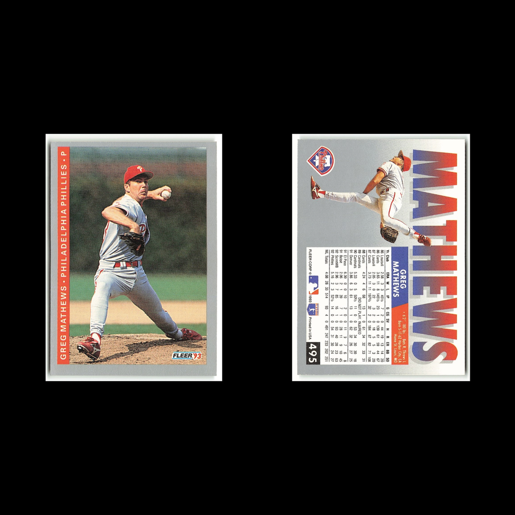 Greg Mathews #495 1993 Fleer Philadelphia Phillies Baseball Card MLB NM