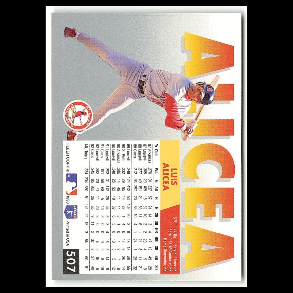 Luis Alicea #507 1993 Fleer St. Louis Cardinals Baseball Card MLB NM
