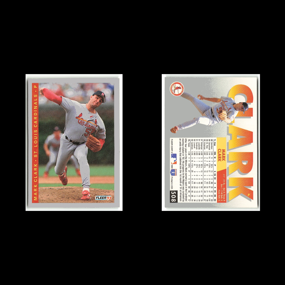 Mark Clark #508 1993 Fleer St. Louis Cardinals Baseball Card MLB NM
