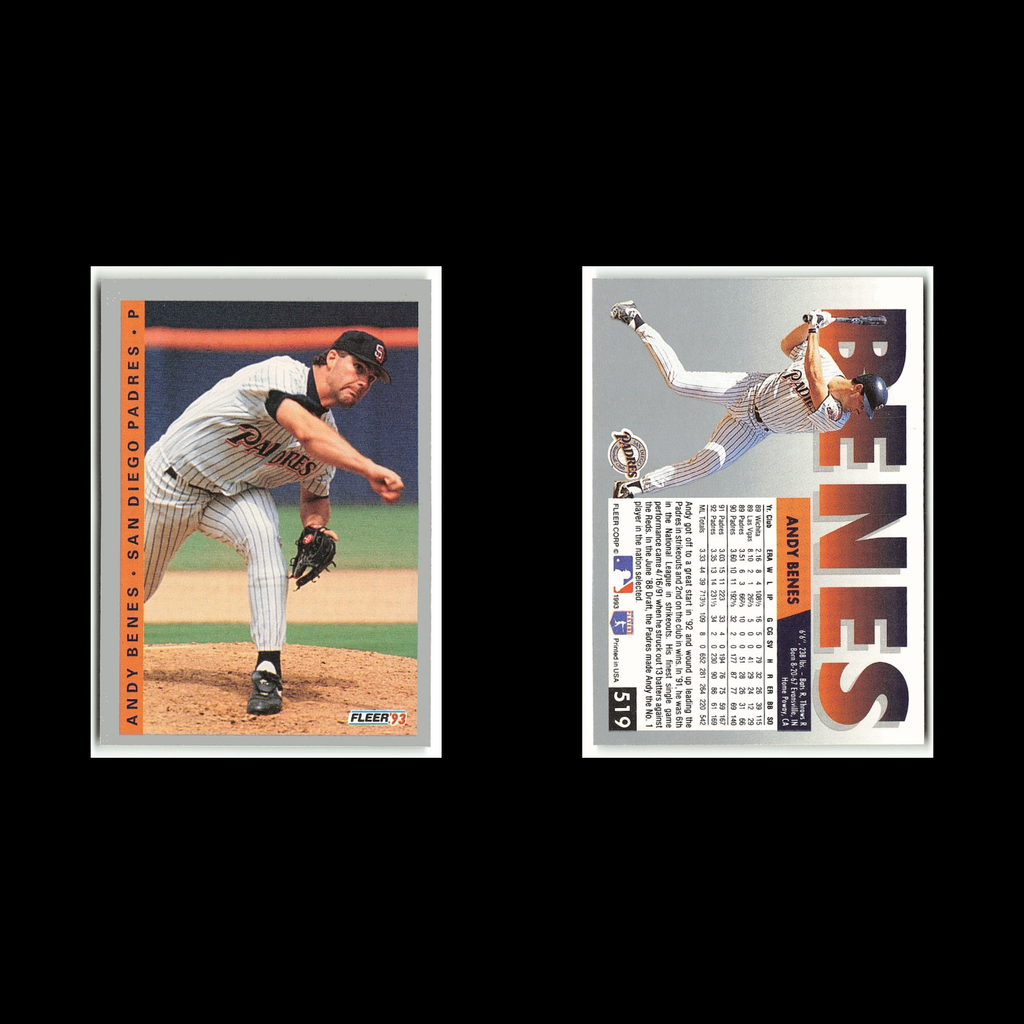 Andy Benes #519 1993 Fleer San Diego Padres Baseball Card MLB NM