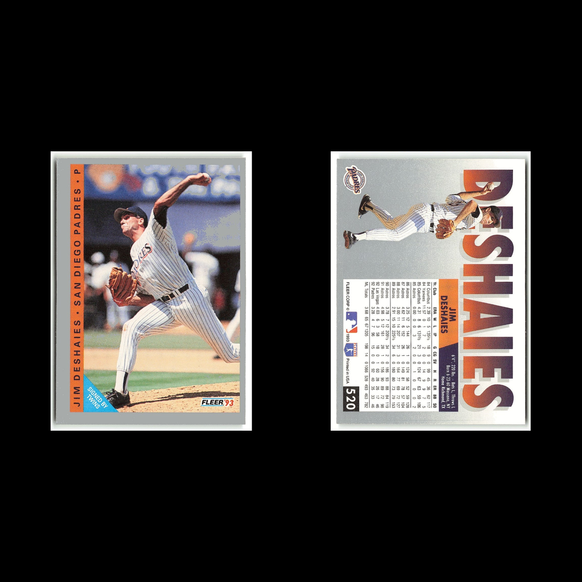 Jim Deshaies #520 1993 Fleer San Diego Padres Baseball Card MLB NM