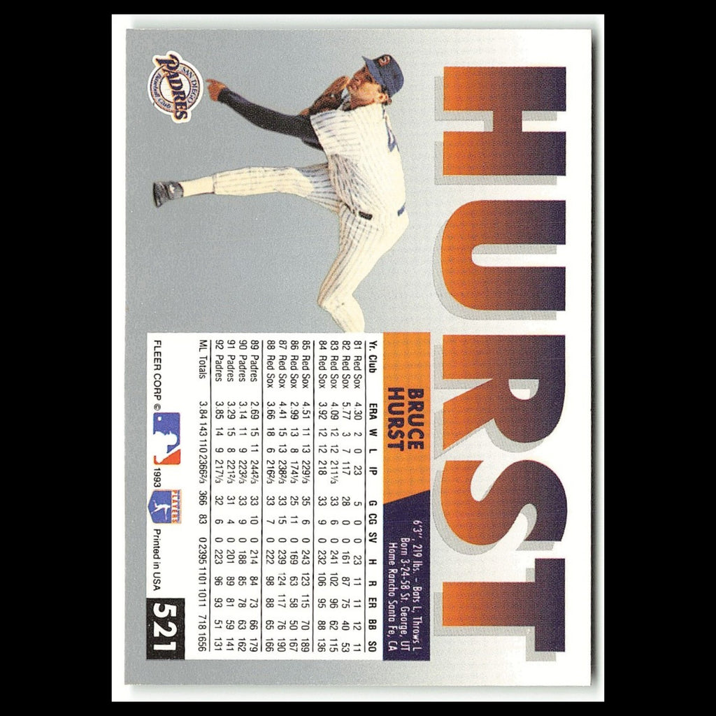 Bruce Hurst #521 1993 Fleer San Diego Padres Baseball Card MLB NM