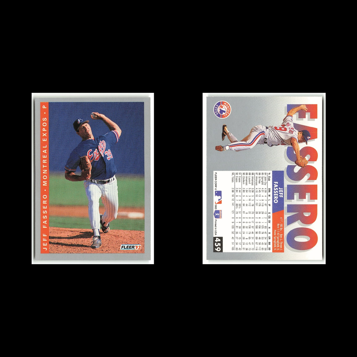 Jeff Fassero #459 1993 Fleer Montreal Expos Baseball Card MLB NM