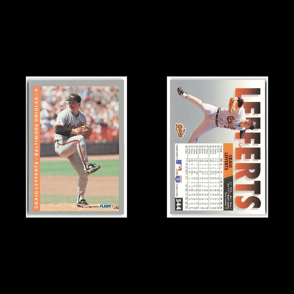 Craig Lefferts #544 1993 Fleer Baltimore Orioles Baseball Card MLB NM