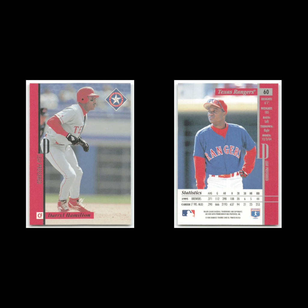 Darryl Hamilton #60 1996 Leaf Preferred Texas Rangers Baseball Card MLB NM